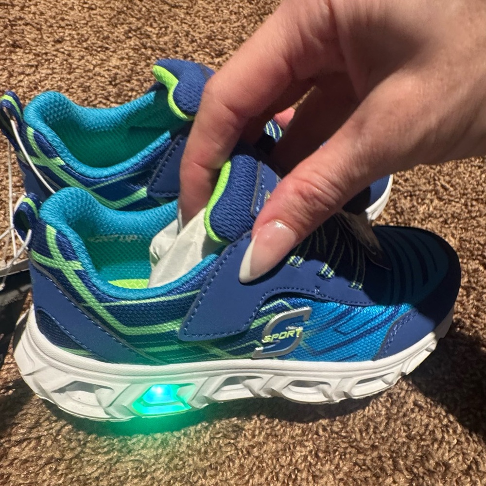 Sketchets Sport Blue and Green Kids Shoes size 12 NWT